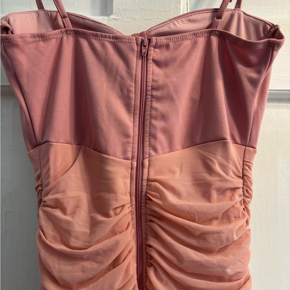 Haute Blush Pink Ruched Corset Bodycon Dress - Picture 4 of 8